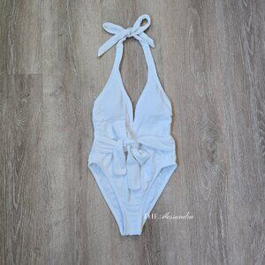 Lulus Sunny Day Babe White Halter One Piece Swimsuit Sz XS New Without Tags $59